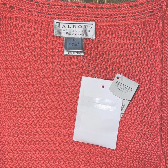 Pointelle Cardigan Sweater by Talbots Collection in Light Peach Color - Picture 2 of 3